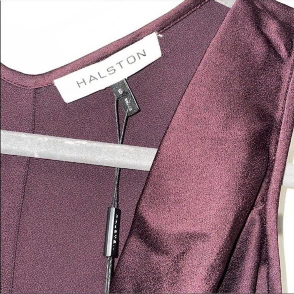 HALSTON Womens Size 6 ASYMMETRIC COWL SATIN TOP - Picture 9 of 11